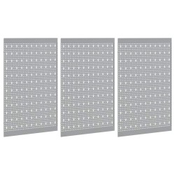 Tableaux Perforés 3 pcs avec 15 Accessoires Gris 50x80 cm Acier 