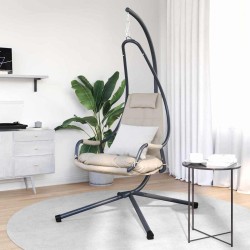Chaise suspendue avec support et coussin taupe en acier 
