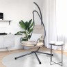 Chaise suspendue avec support et coussin taupe en acier 