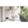 Chaise suspendue avec support et coussin taupe en acier 