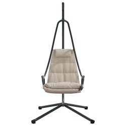 Chaise suspendue avec support et coussin taupe en acier 