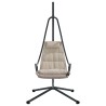 Chaise suspendue avec support et coussin taupe en acier 