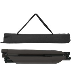 Lit de soleil pliant avec sac de transport, noir, en tissu Oxford 600D 