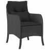 Ensemble de salle à manger de jardin 3 pièces avec coussins en rattan poly noir 
