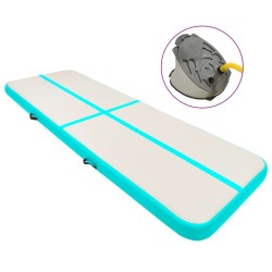 Tapis gonflable de gymnastique avec pompe 500x100x20cm PVC Vert 