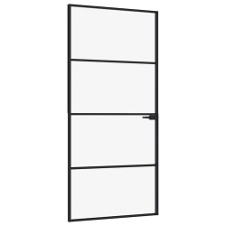 Porte d'intérieur Noir 93x201,5 cm Trempé verre aluminium fin 