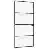 Porte d'intérieur Noir 93x201,5 cm Trempé verre aluminium fin 