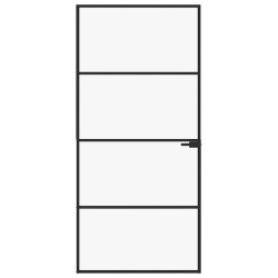 Porte d'intérieur Noir 93x201,5 cm Trempé verre aluminium fin 