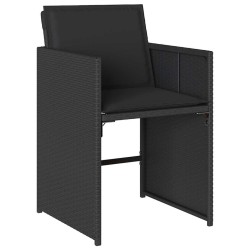 Ensemble de salle à manger de jardin 5 pièces avec coussins Noir Rattan poly 