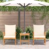 Ensemble de jardin 3 pièces avec coussins en bois d'acacia massif 