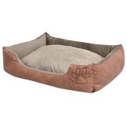 Lit pour chiens avec coussin Cuir artificiel PU Taille XXL Beige 