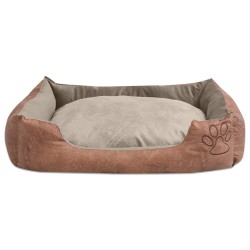 Lit pour chiens avec coussin Cuir artificiel PU Taille XXL Beige 