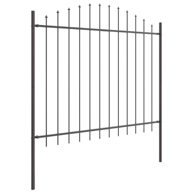 Clôture de jardin avec sommet en arche gris, dimensions 1,7x1,25m en acier 