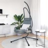 fauteuil suspendu avec support et coussin gris en acier 