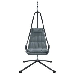 fauteuil suspendu avec support et coussin gris en acier 