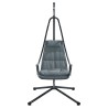 fauteuil suspendu avec support et coussin gris en acier 