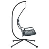 fauteuil suspendu avec support et coussin gris en acier 