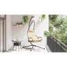 Fauteuil suspendu avec support et coussin beige en acier 