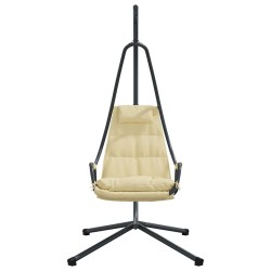Fauteuil suspendu avec support et coussin beige en acier 