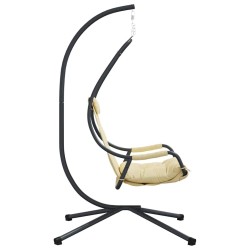 Fauteuil suspendu avec support et coussin beige en acier 