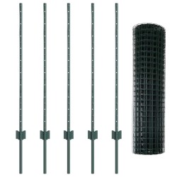 Kit de clôture de jardin Ensemble de 2 Vert Acier revêtu de PVC 