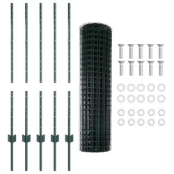 Kit de clôture de jardin Ensemble de 2 Vert Acier revêtu de PVC 