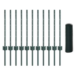 Ensemble de Clôture de Jardin 2 Pièces Vert Acier PVC 25 x 0,5 m 