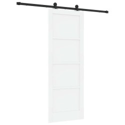Porte coulissante avec kit de quincaillerie blanche 78x211 cm en bois massif de pin 