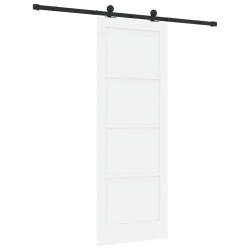 Porte coulissante avec kit de quincaillerie blanche 78x211 cm en bois massif de pin 