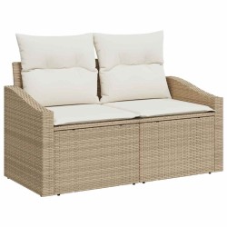 Ensemble de canapé de jardin 3 pièces avec des coussins beiges en poly rotin 