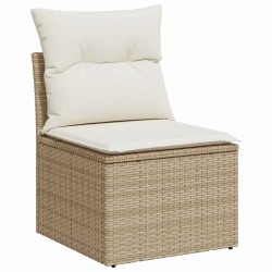 Ensemble de canapé de jardin 3 pièces avec des coussins beiges en poly rotin 