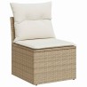 Ensemble de canapé de jardin 3 pièces avec des coussins beiges en poly rotin 