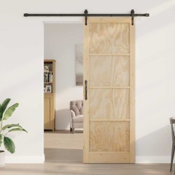 Porte coulissante avec kit de quincaillerie 83x232 cm en bois de pin massif 