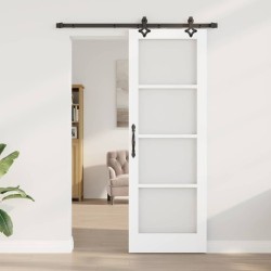 Porte coulissante avec quincaillerie blanche 73.5x211 cm Bois massif en pin 