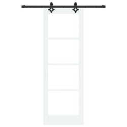 Porte coulissante avec quincaillerie blanche 73.5x211 cm Bois massif en pin 