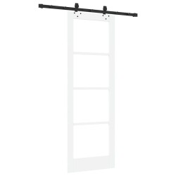 Porte coulissante avec quincaillerie blanche 73.5x211 cm Bois massif en pin 