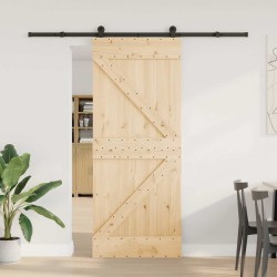 Porte coulissante et kit de quincaillerie 85x210 cm pin massif 