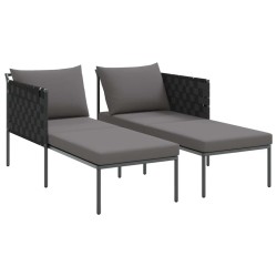 Transat avec coussins pour 2 personnes Anthracite 115x153x69,5 cm Acier 
