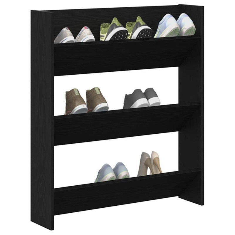 Meuble à chaussures mural - Chêne noir, 80 x 18 x 90 cm, en bois d'ingénierie 