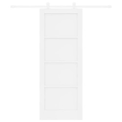 Porte coulissante avec mécanisme blanc 78x202 cm en bois massif de pin 