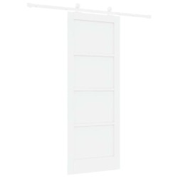 Porte coulissante avec mécanisme blanc 78x202 cm en bois massif de pin 