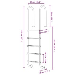 Échelle de piscine 54x38x211 cm acier inoxydable 304 