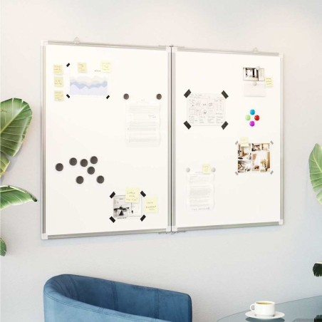 Tableau blanc magnétique pliable 120x100x1,7 cm aluminium 