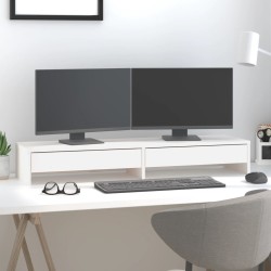 Support de moniteur Blanc 100x27x15 cm Bois de pin solide 