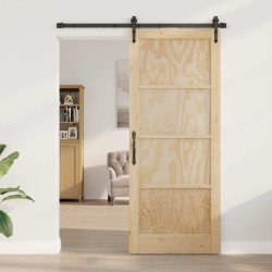 Porte Coulissante avec Quincaillerie 'ORKDAL'en Bois Massif de Pin 