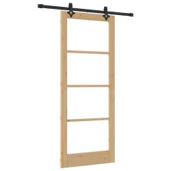 Porte Coulissante avec kit de quincaillerie 86x211 cm Bois Massif de Pin 