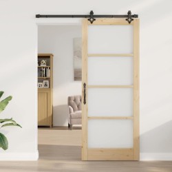 Porte Coulissante avec kit de quincaillerie 86x211 cm Bois Massif de Pin 
