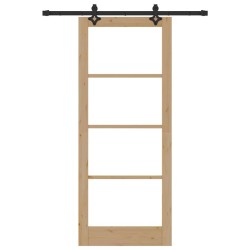 Porte Coulissante avec kit de quincaillerie 86x211 cm Bois Massif de Pin 