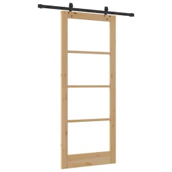 Porte Coulissante avec kit de quincaillerie 86x211 cm Bois Massif de Pin 