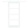 Porte coulissante avec kit 'ORKDAL'en bois massif blanc et verre 